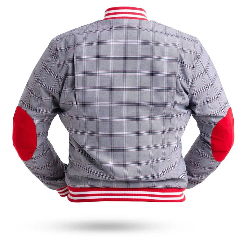Back of Modern Red Moto Jacket - Product Photography Example by Novkov Visuals
