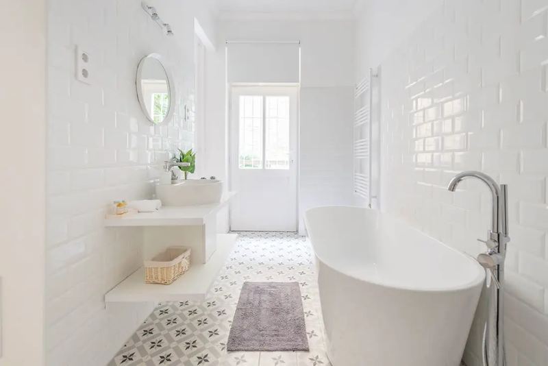 Bright bathroom interior, shot on natural light by interior videographer in Budapest