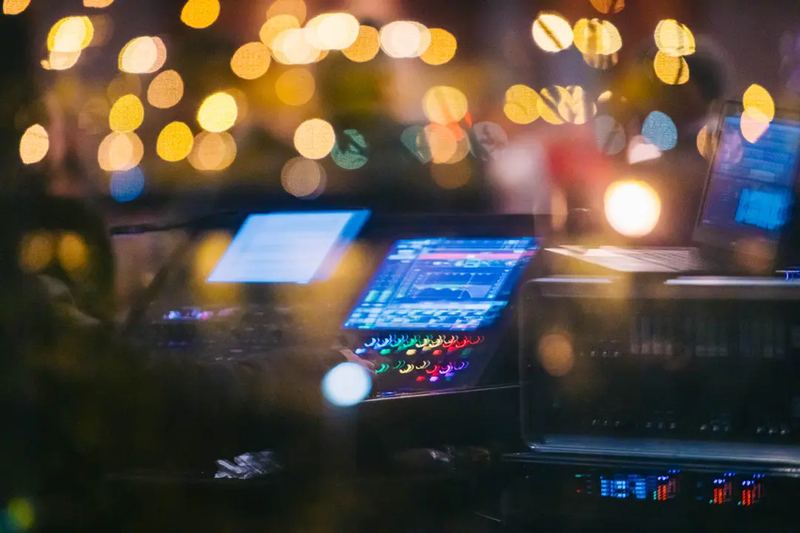 Abstract image of a Music Board and Cityscape