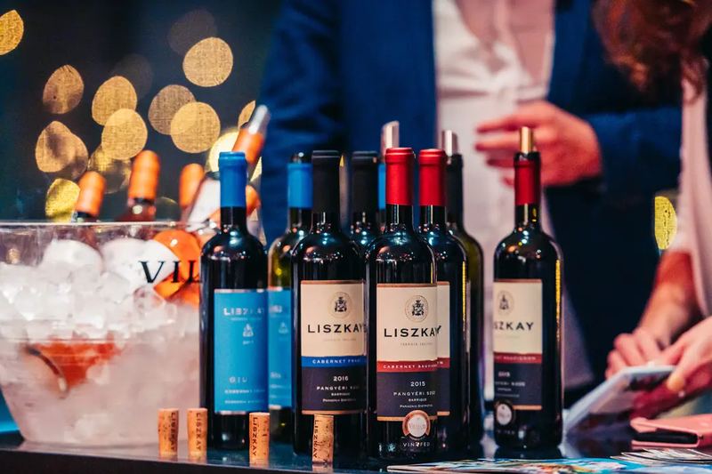 Bottles of wine at a wine testing event