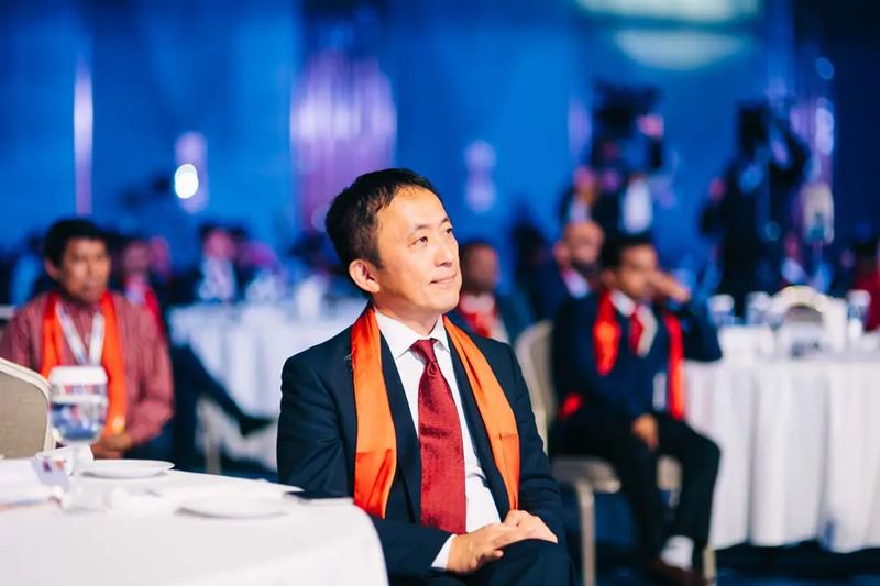 Japanese businessmen sitting at the gala dinner in Istanbul, Turkey