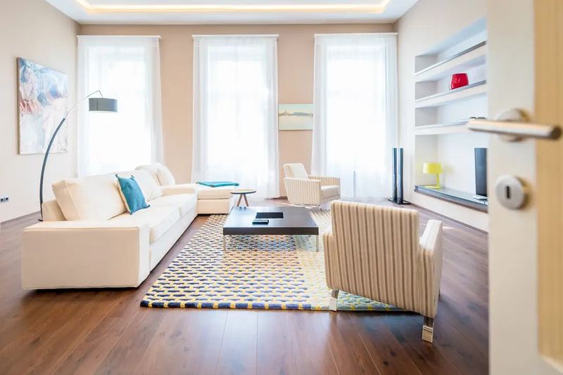 Elegant living room captured by interior photographer in Budapest