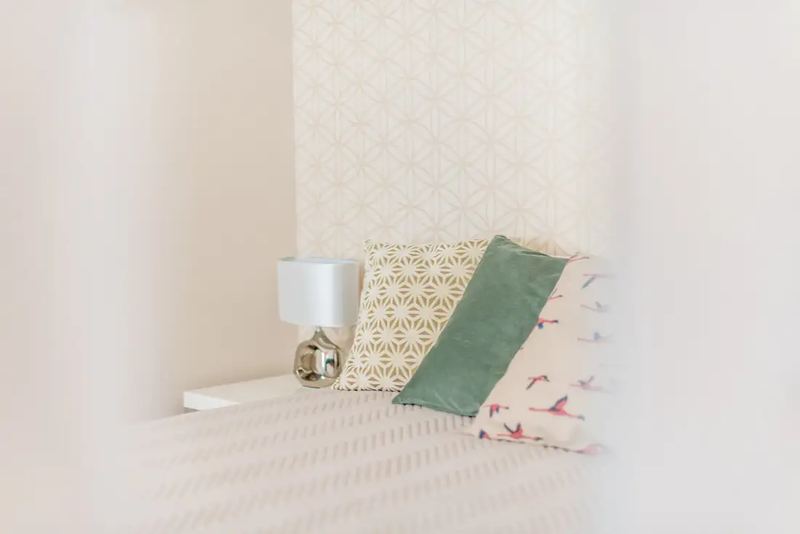 Bedroom design, bright, shot on natural light by interior photographer and videographer Budapest